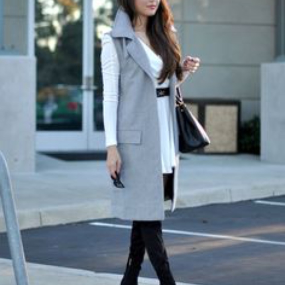 JOA Gray Long Vest sleeveless coat